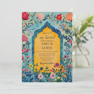 Invitación Boho Summer Blue Floral Wedding Invitation