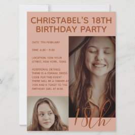 Invitación Boho Summer Brown Fiesta de cumpleaños de moda ros