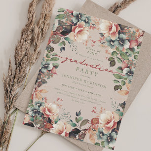 Invitación Boho Summer Floral Graduation Party Champagne