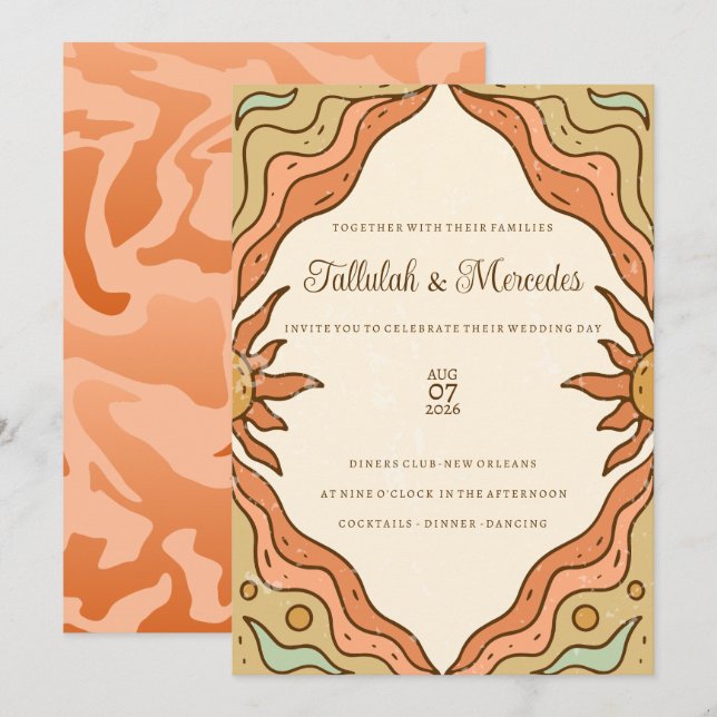 Invitación Boho Summer Sun Wedding (Anverso / Reverso)