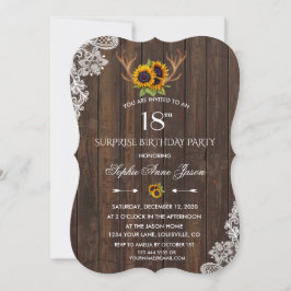 Invitación Boho Sunflower Antlers Fiesta de cumpleaños 18