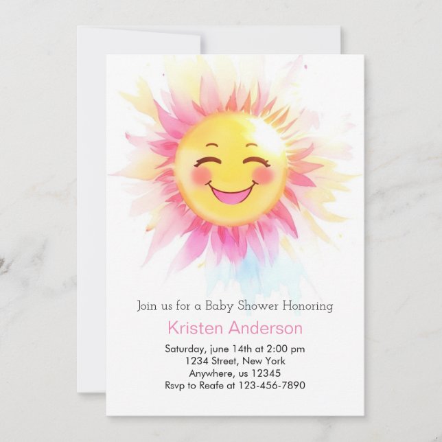 Invitación Boho Sunflower Blooms Chica Baby Shower (Anverso)