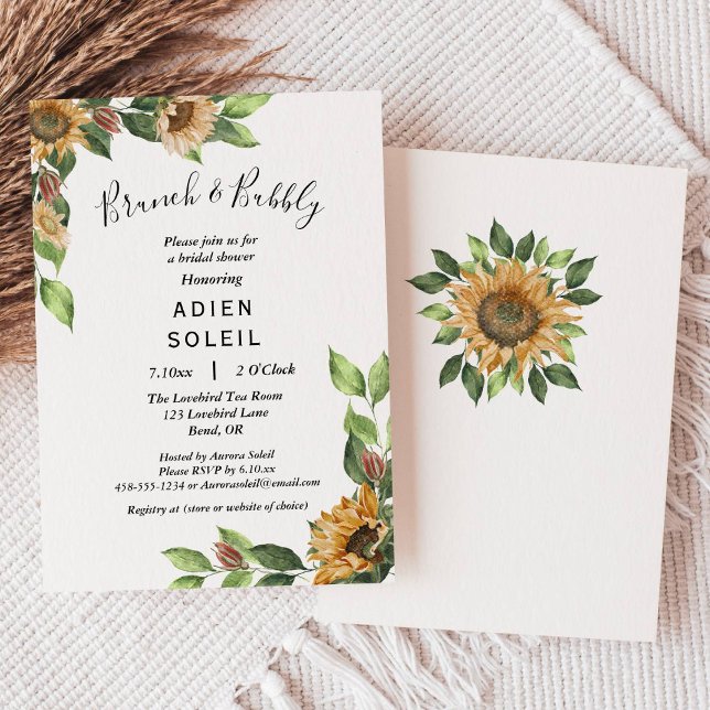 Invitación Boho Sunflower Brunch Y Bubbly Bridal Shower (Subido por el creador)