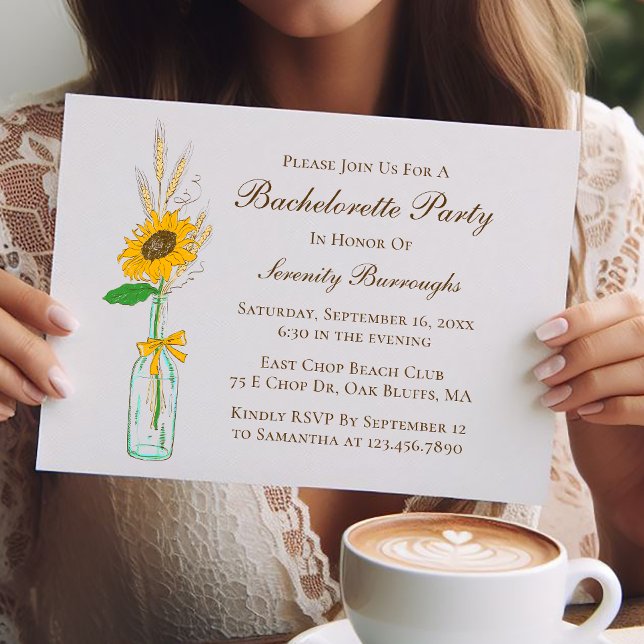 Invitación Boho Sunflower Country Yellow Floral Bachelorette (Subido por el creador)