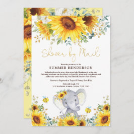 Invitación Boho Sunflower Elephant Baby Shower Por Correo