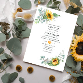 Invitación Boho Sunflower Eucalyptus Boda