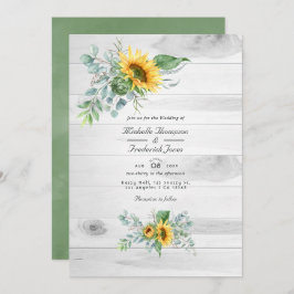 Invitación Boho Sunflower Eucalyptus Boda rústica por campo