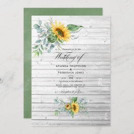 Invitación Boho Sunflower Eucalyptus Boda rústica por campo