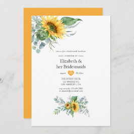 Invitación Boho Sunflower Eucalyptus Bridesmaids Luncheon