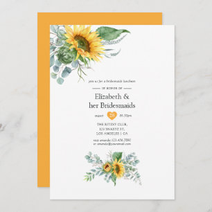 Invitación Boho Sunflower Eucalyptus Bridesmaids Luncheon