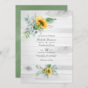 Invitación Boho Sunflower Eucalyptus Código QR Boda RSVP