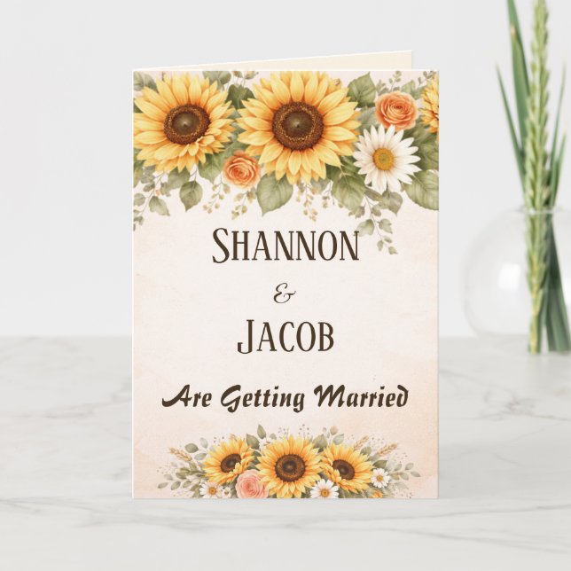 Invitación Boho Sunflower Floral Elegant Custom Wedding  (Anverso)