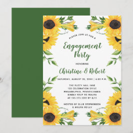 Invitación Boho Sunflower Floral | Partido de compromiso verd
