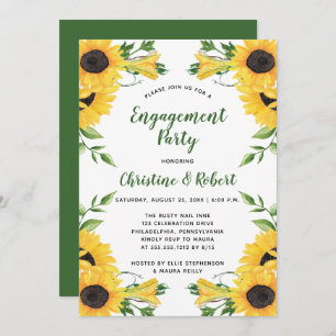 Invitación Boho Sunflower Floral   Partido de compromiso verd