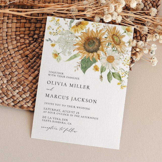 Invitación Boho Sunflower Golden Rays Boda Floral Elegante (Subido por el creador)