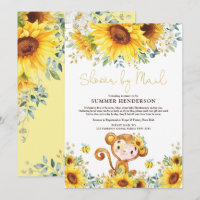 Boho Sunflower Monkey Baby Shower Por Correo
