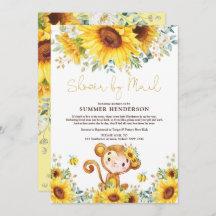 Boho Sunflower Monkey Baby Shower Por Correo