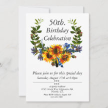Boho Sunflower Personalizable Floral 50 cumpleaños