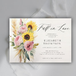 Invitación Boho Sunflower Rosa Rosa Rústica Moda de novia duc