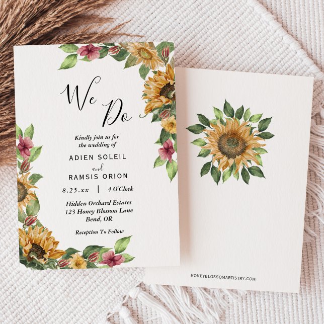 Invitación Boho Sunflower Rusdflower Harto Boda (Subido por el creador)