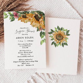 Invitación Boho Sunflower Rustic Wildflower Lingerie Shower