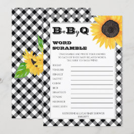 Invitación Boho Sunflowers Baby Shower Word Scramble