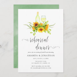 Invitación Boho Sunflowers Ensayo Cena Degustación de vinos