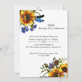 Invitación Boho Sunflowers, Feathers, Personalizable, Cumplea