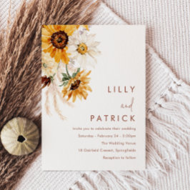 Invitación Boho Sunflowers Modern Wedding