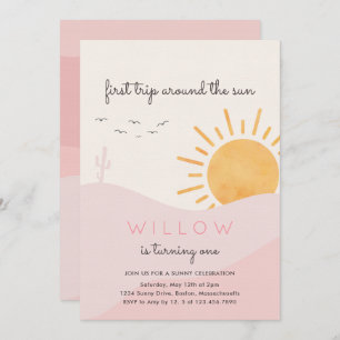 Invitación Boho Sunshine 1er Viaje alrededor del Cumpleaños d