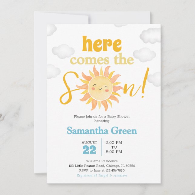 Invitación Boho Sunshine Baby Shower (Anverso)