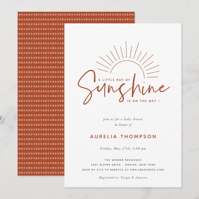 Invitación Boho Sunshine Baby Shower (Anverso / Reverso)