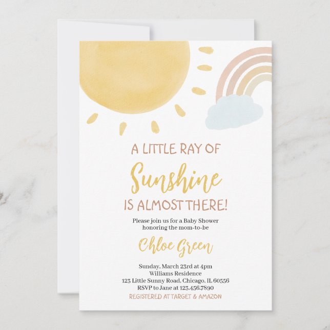 Invitación Boho Sunshine Baby Shower (Anverso)