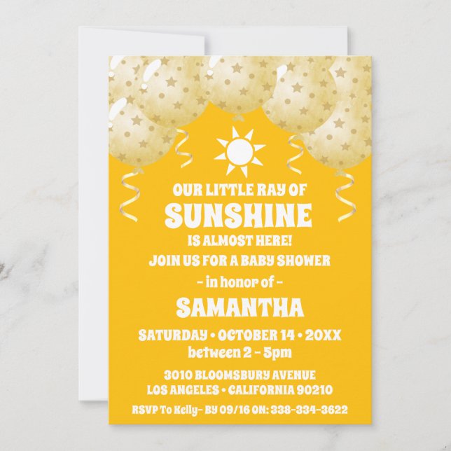 Invitación Boho Sunshine Balloons Baby Shower (Anverso)