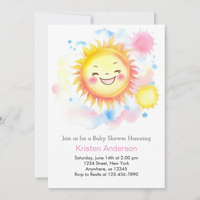 Invitación Boho Sunshine Chica Baby Shower (Anverso)