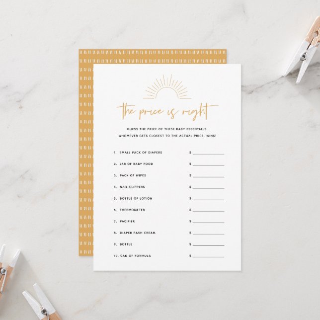 Invitación Boho Sunshine El Precio Es El Juego De Baby Shower (Anverso/Reverso In Situ)