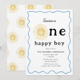 Invitación Boho Sunshine First Birday One Happy Boy Retro