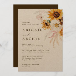 Invitación Boho Sunshine Floral Wedding