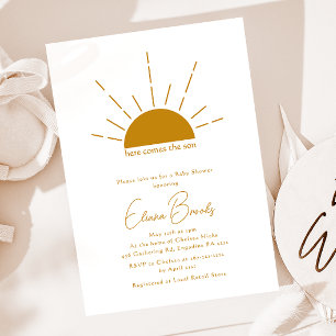 Invitación Boho Sunshine Here Viene The Son Baby Shower