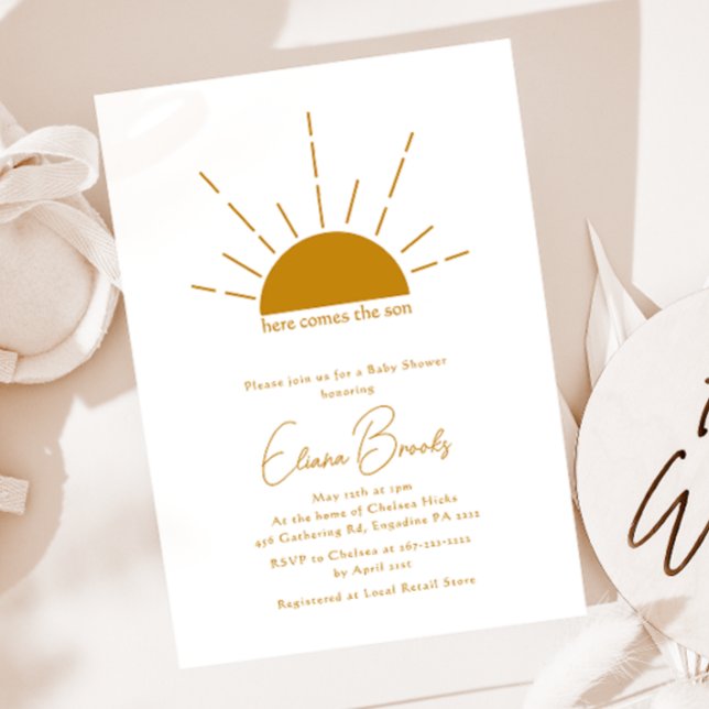 Invitación Boho Sunshine Here Viene The Son Baby Shower (Subido por el creador)