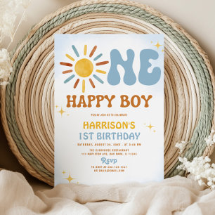Invitación Boho Sunshine One Happy Boy Cumpleaños