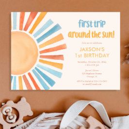 Invitación Boho Sunshine primer viaje alrededor del cumpleaño