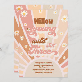 Invitación Boho Sunshine Young Wild Y Fiesta De Los Tres Cump