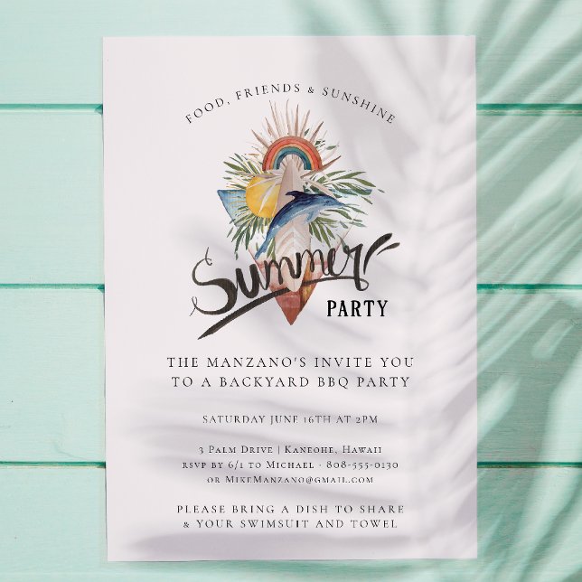 Invitación Boho Surf | Fiesta del patio trasero de verano (Subido por el creador)