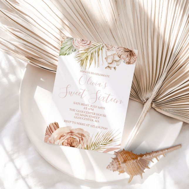 Invitación Boho Sweet Sixteen Floral 16º Cumpleaños (Subido por el creador)