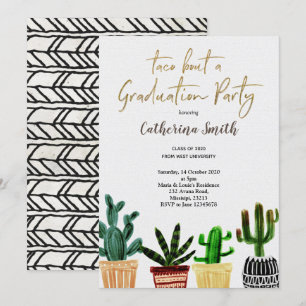 Invitación Boho Taco acerca de una fiesta de graduación en Mé