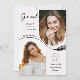 Invitación Boho Tassel Grad Announcement with Photo
