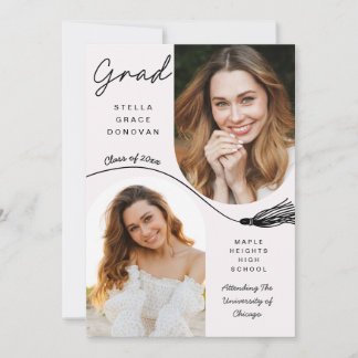 Invitación Boho Tassel Grad Announcement with Photo