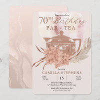 Boho Teapot Hydrangeas Pampas 70ª fiesta de cumple