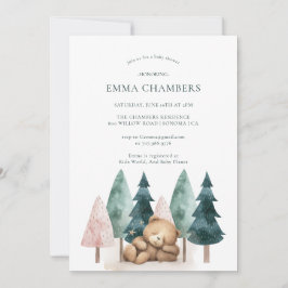 Invitación Boho Teddy Bear Baby Shower